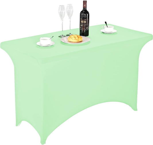 FORLIFE Spandex Table Cover - Fitted 4ft Rectangular Tablecloth, Stretch Patio Cover, Universal for Wedding, Banquet, Party (Mint)