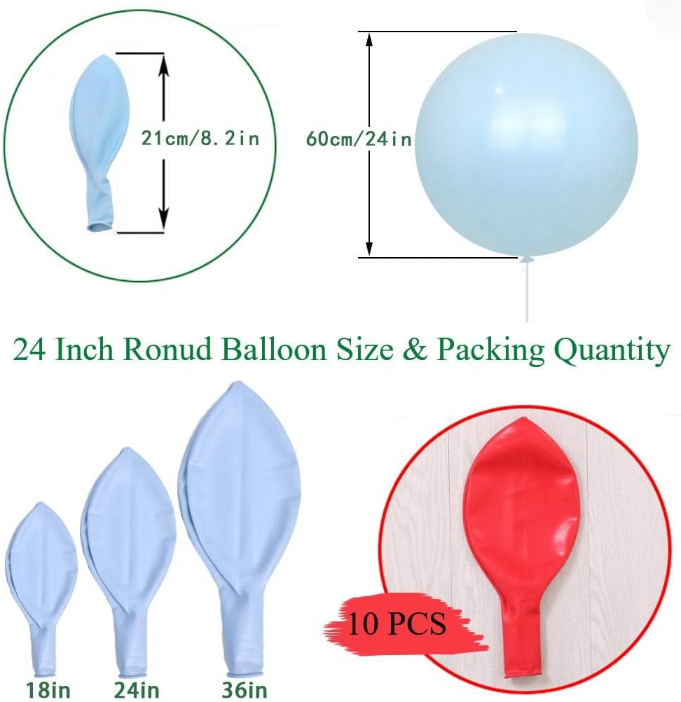 IN-JOOYAA 24 Inch Balloons 10 Pack Green and Red Thick Large Balloons for Wedding Baby Shower Birthday Party Decorations
