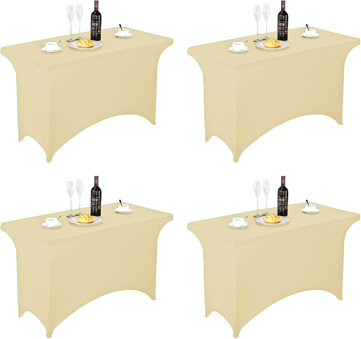 FORLIFE Spandex Table Covers - 4ft Fitted Tablecloth for Rectangular Tables, Universal Stretch Patio Covers for Wedding, Banquet, Party