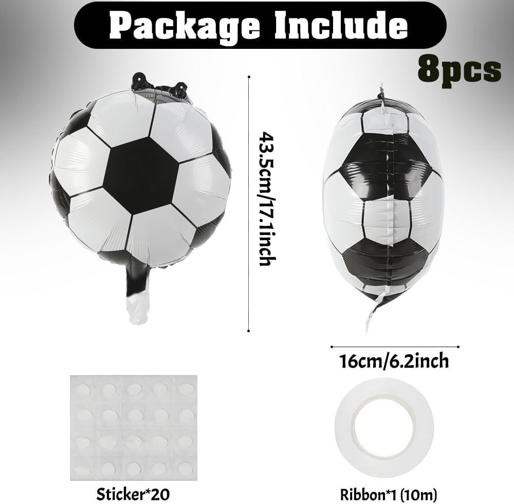 8 PCS Soccer Balloons Party Favors Soccer Ball Balloons Birthday Party Decorations Supplies Sports Giant Large Balloon Christmas Mylar Foil Helium Aluminum Balloon Gender Reveal Sport Theme Decor
