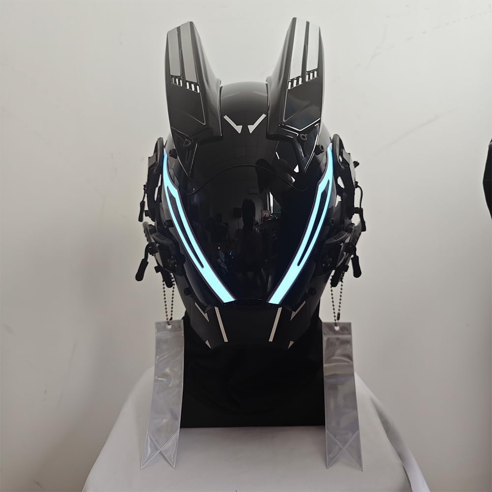 KYEDAY Punk Mask for Men,LED Mask for Women,Futuristic Punk Techwear, Cosplay Halloween Fit Party Music Festival Accessories