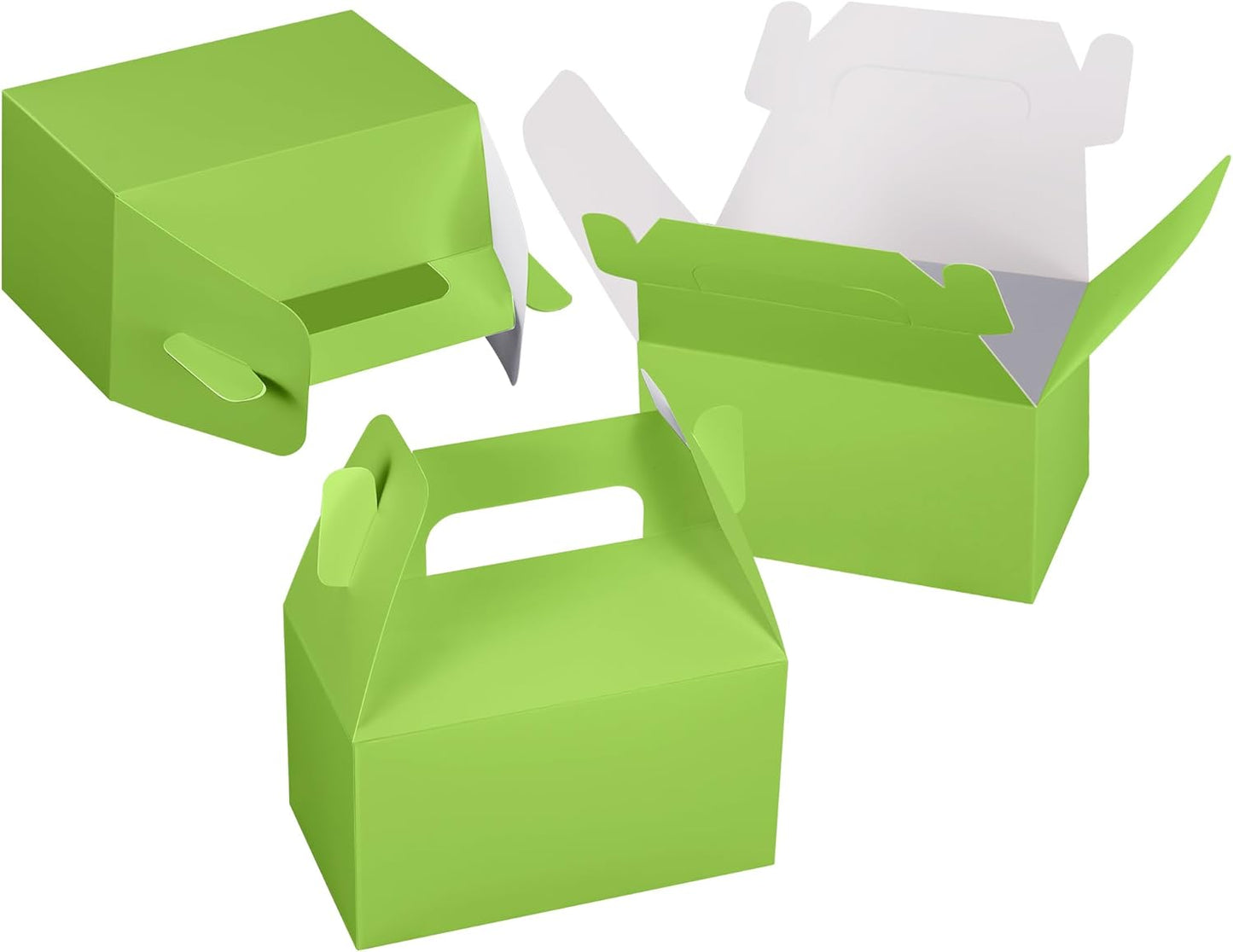 XAGLVV 24 Pack Green Gable Boxes with Handles 6.2x3.5x3.5 Inch Paper Party Favor Gift Box for Christmas St. Patrick’s Day Wedding