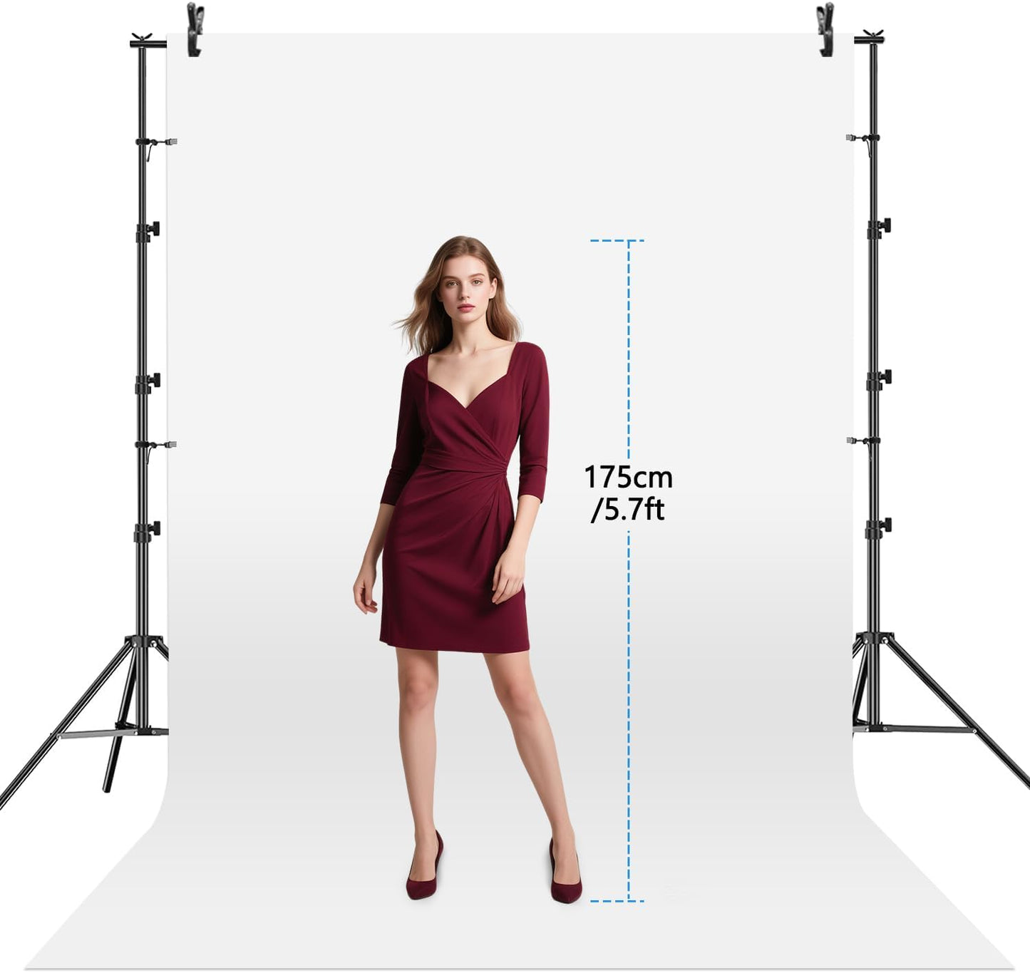 SLOW DOLPHIN 10 x 8.5 ft Photography Photo Video Studio Background Stand Support Kit with Muslin Backdrop (White Black), 5500K 85W LED Blub, Umbrella Lighting Kit for Studio, Portrait, Video Shooting