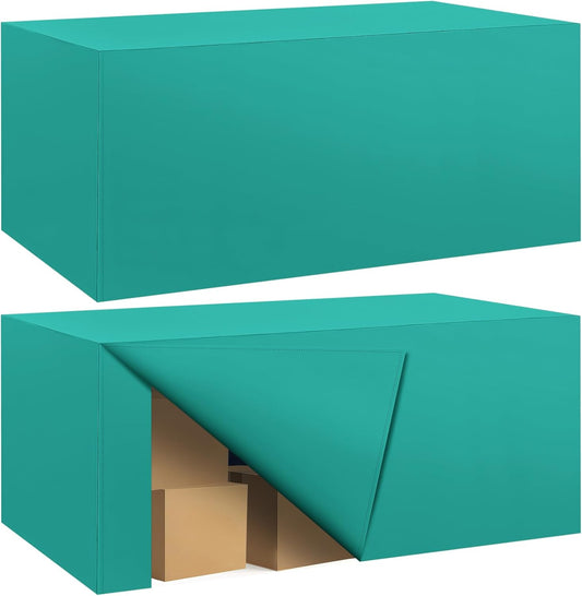 Ascoza 2 Pack Fitted Tablecloth for 8 Foot Rectangle 96 x 30 Inch Turquoise Table Covers Water Resistant Polyester Cloth for Folding, Parties,Display, Trade Show (Turquoise)
