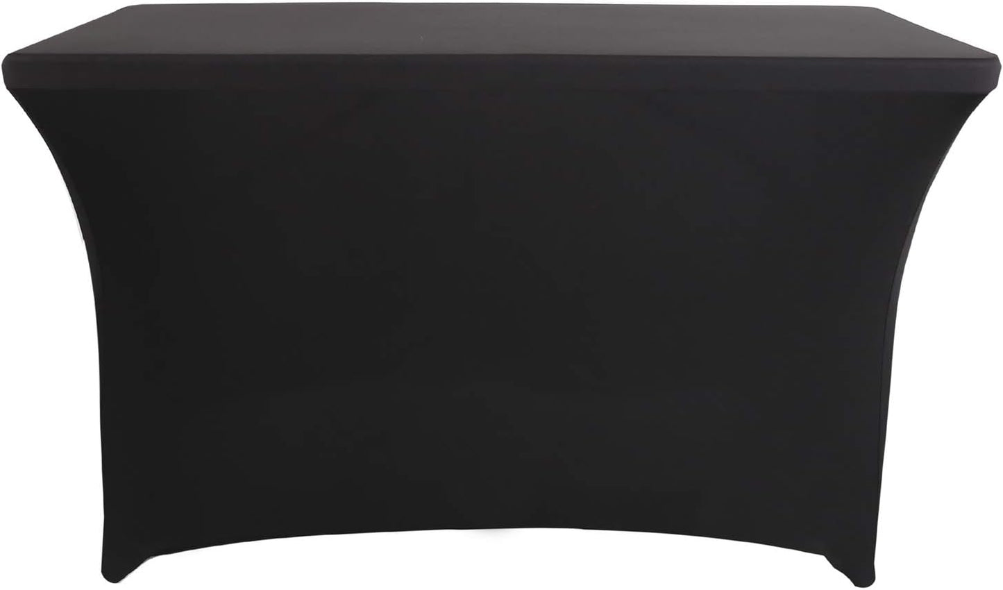 LZY Spandex Fitted Stretch Table Cover for 4ft or 6ft or 8ft Folding Table, Rectangular Cocktail Tablecloth, Perfect for Party or Banquet (4FT Black)