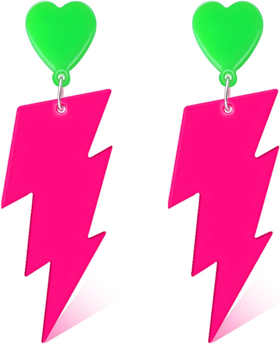 80s Neon Earrings for Women Acrylic Lightning Bolt Drop Earrings Retro 80s 90s Glow Party Accessories Neon Jewelry for Halloween Costume Outfit
