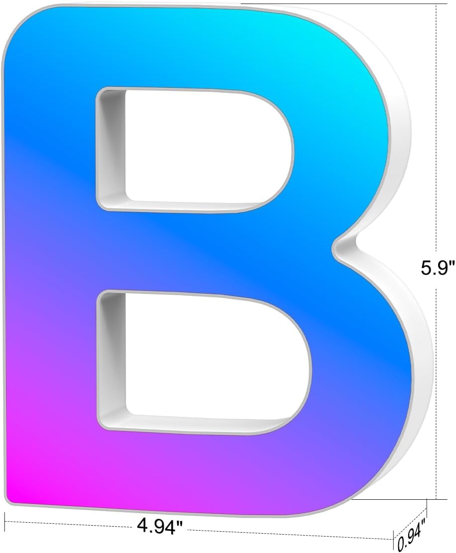 Light Up Marquee Letter - Music Sync RGB Color Changing LED Lights Logo Game Lights for Girls Women Party Birthday Christmas Valentine's Day Wall Desktop Decoration (MRGB-B)