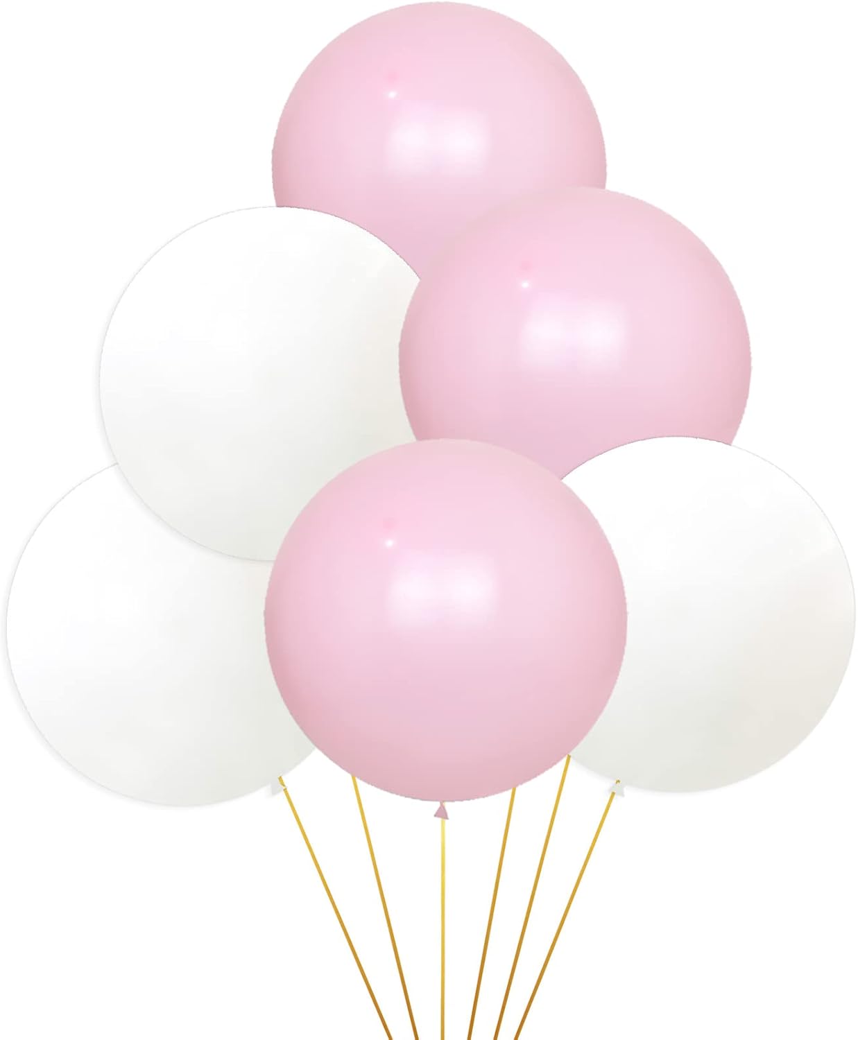 24 Inch Latex Round Balloons 10 Pack White and Macaron Pink Thick Giant Balloons for Photo Shoot Wedding Baby Shower Birthday Party Decorations by IN-JOOYAA