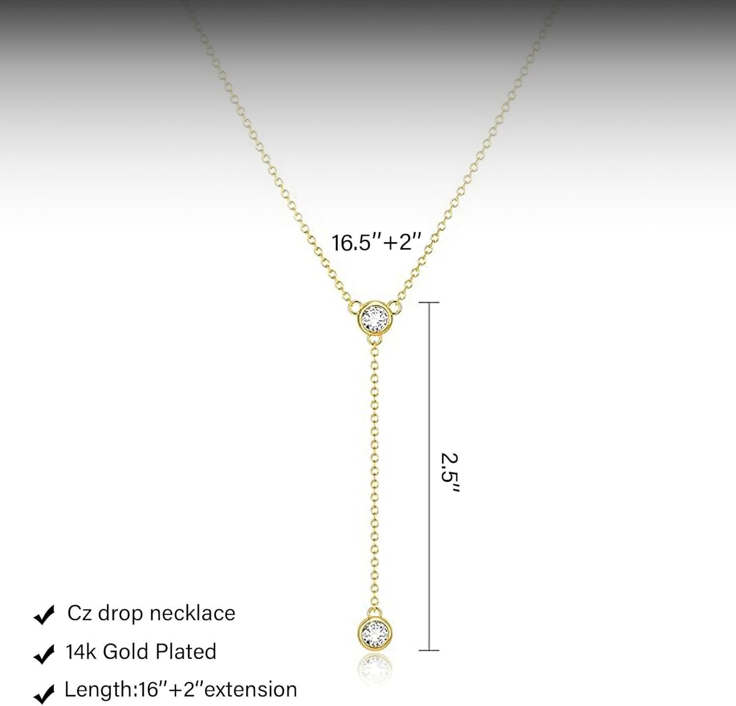 Lariat Gold Necklace for Women, Dainty Long Necklace 14k Gold Plated/Silver Y-Shaped Layered Beaded Chain Drop Necklaces for Women Trendy Simple Gold Jewelry for Women Gifts
