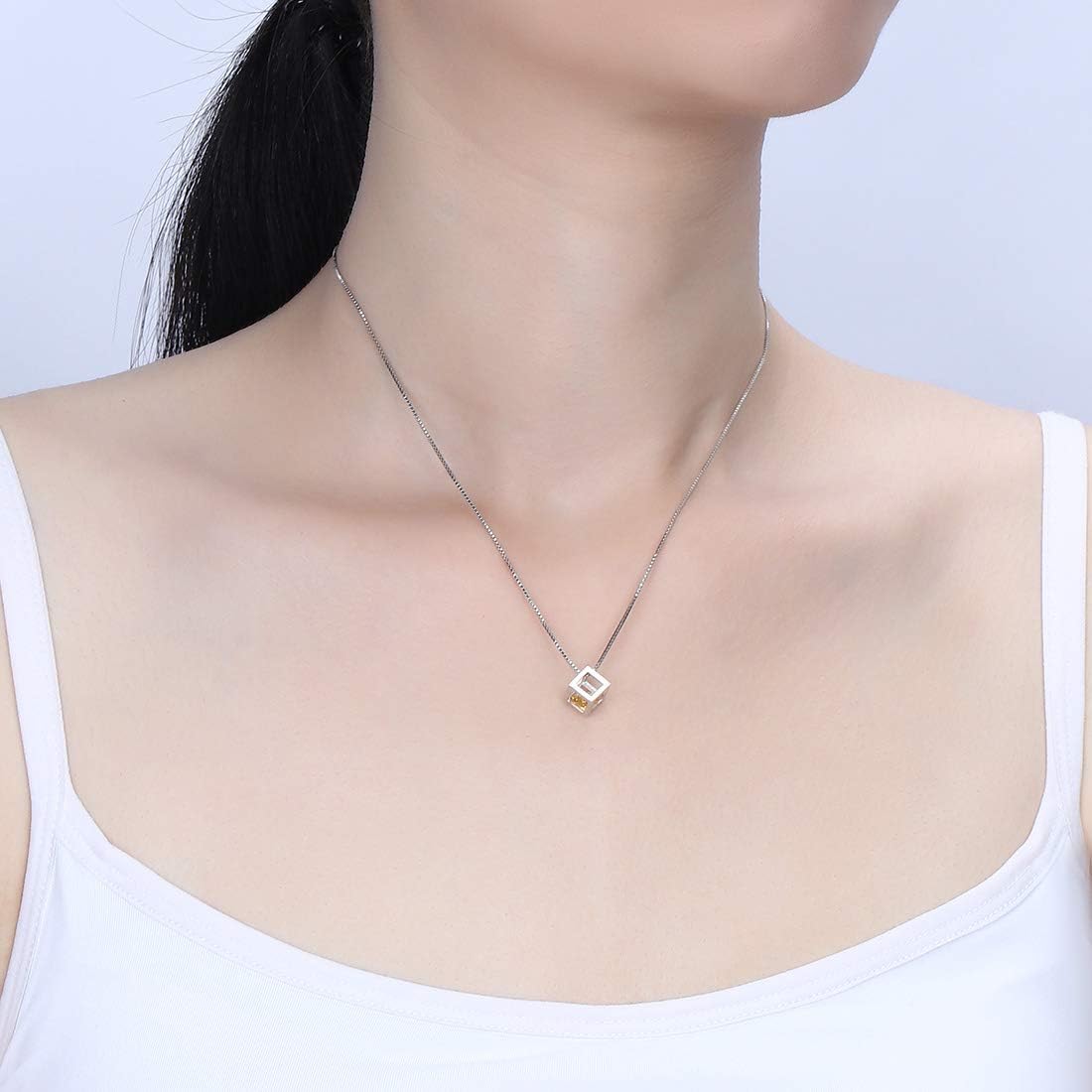 Aurora Tears Birthstone Necklace/Earring 925 Sterling Silver Women Cross/3D Cube/Cresent Moon Birth Stone Jewelry Mens Birthday Gift Anniversary Present