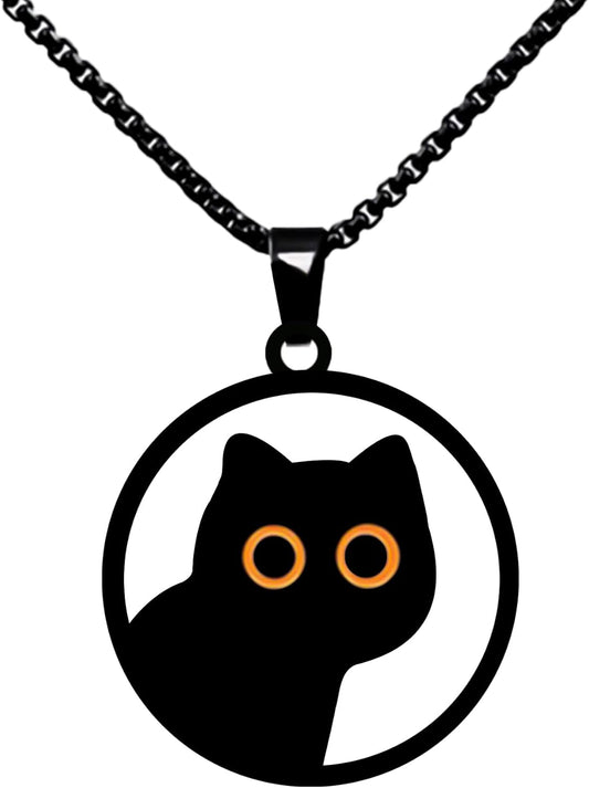Cat Necklaces for Teen Girls & Boys(Black) - Fun Valentines Gifts for Cat Lovers - Cute Jewelry for Women - Goth Accessories - Whimsigoth Idea