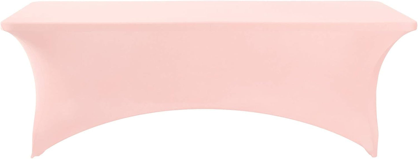 FORLIFE Spandex Table Covers，Fitted Tablecloth for Rectangular Tables, Stretch Patio Table Covers, Universal Spandex Table Cover for Wedding, Banquet, Party (8ft, Blush Pink)