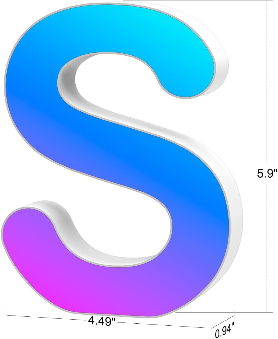 Light Up Letters Marquee Letter - Music Sync RGB Color Changing LED Lights Letter Logo Game Lights for Girls Women Party Birthday Christmas Valentine's Day Wall Desktop Decoration (MRGB-S)
