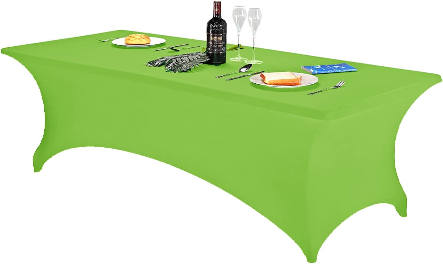 FORLIFE Spandex Table Cover - Fitted 8ft Rectangular Tablecloth, Stretch Patio Cover, Universal for Wedding, Banquet, Party (Apple Green)