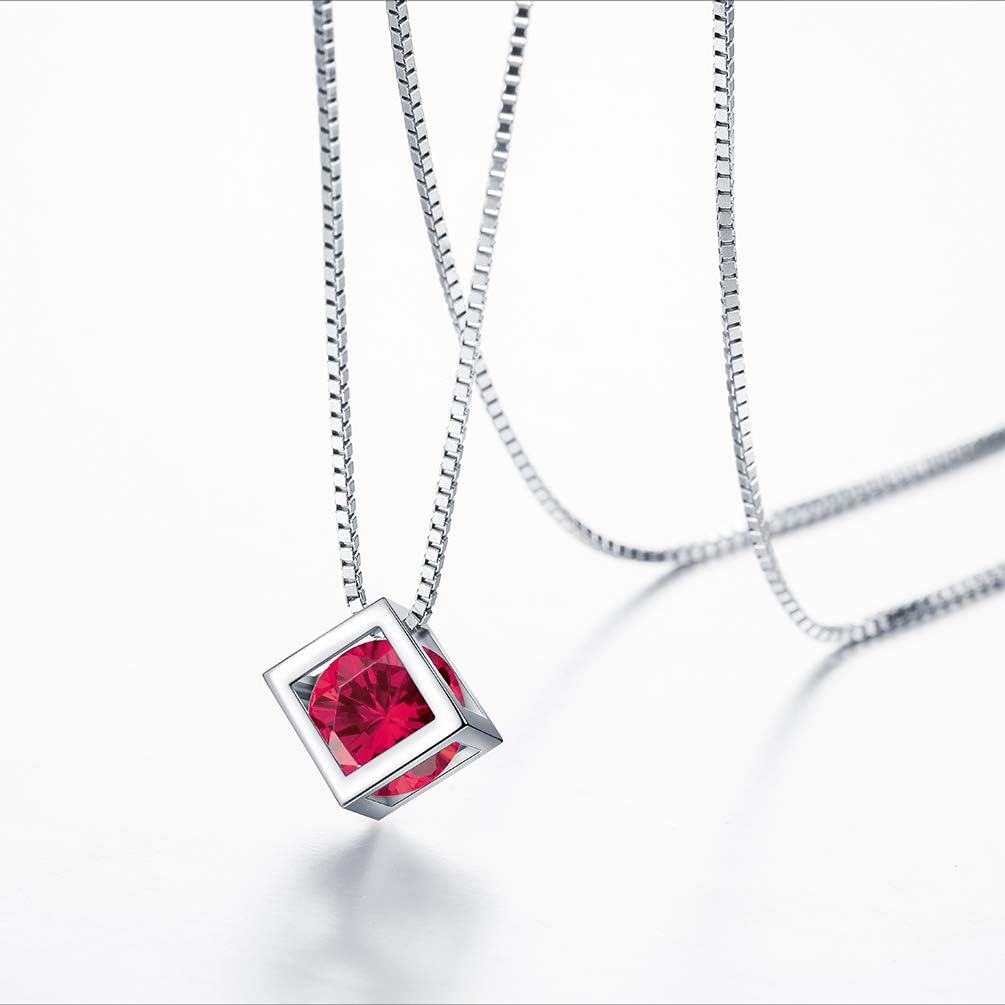 Aurora Tears Birthstone Necklace/Earring 925 Sterling Silver Women Cross/3D Cube/Cresent Moon Birth Stone Jewelry Mens Birthday Gift Anniversary Present