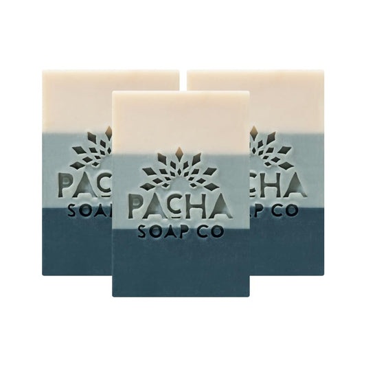 Pacha Soap Co. Bar Soap, Sea Salt & Moss, 4 oz, 3-Pack (12 oz Total) - Premium, Hydrating, Moisturizing, Face Wash, Hand Cleanser, Body Wash, Handcrafted in the USA