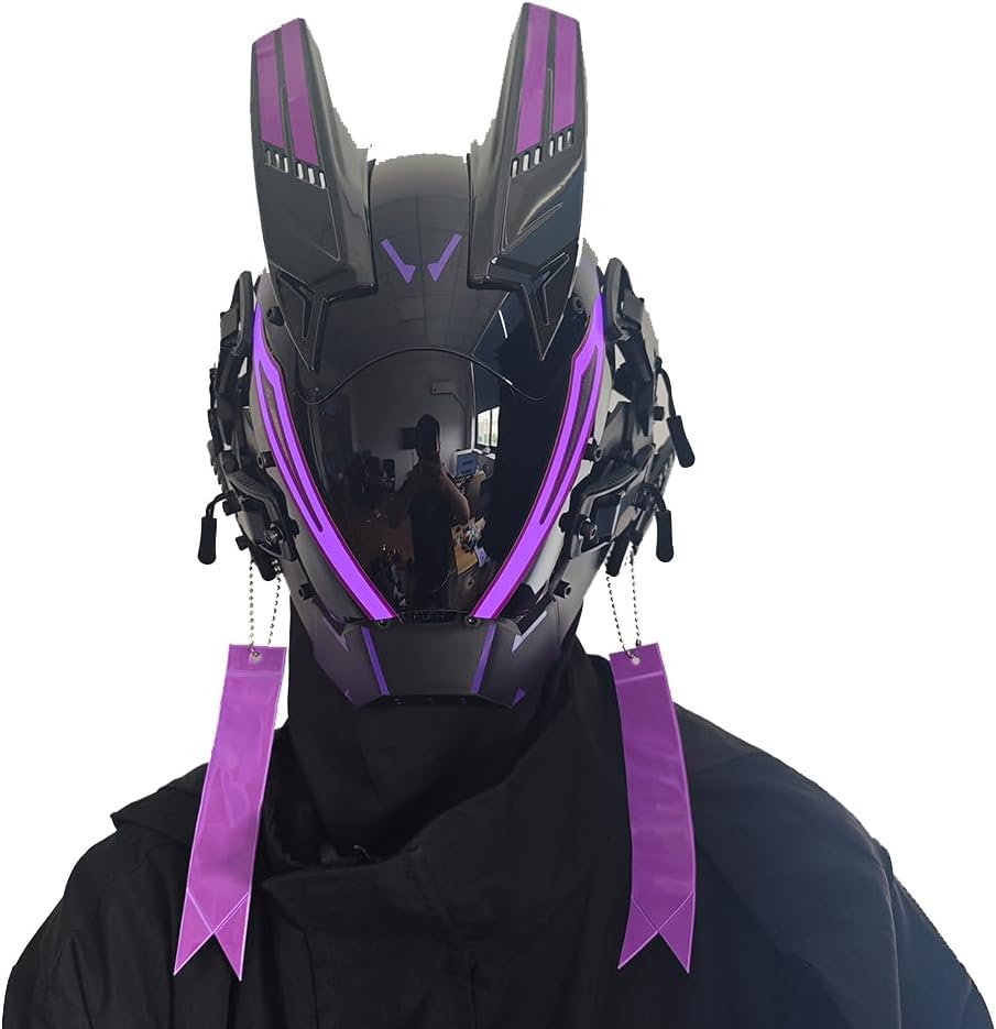 KYEDAY Punk Mask for Men,LED Mask for Women,Futuristic Punk Techwear, Cosplay Halloween Fit Party Music Festival Accessories