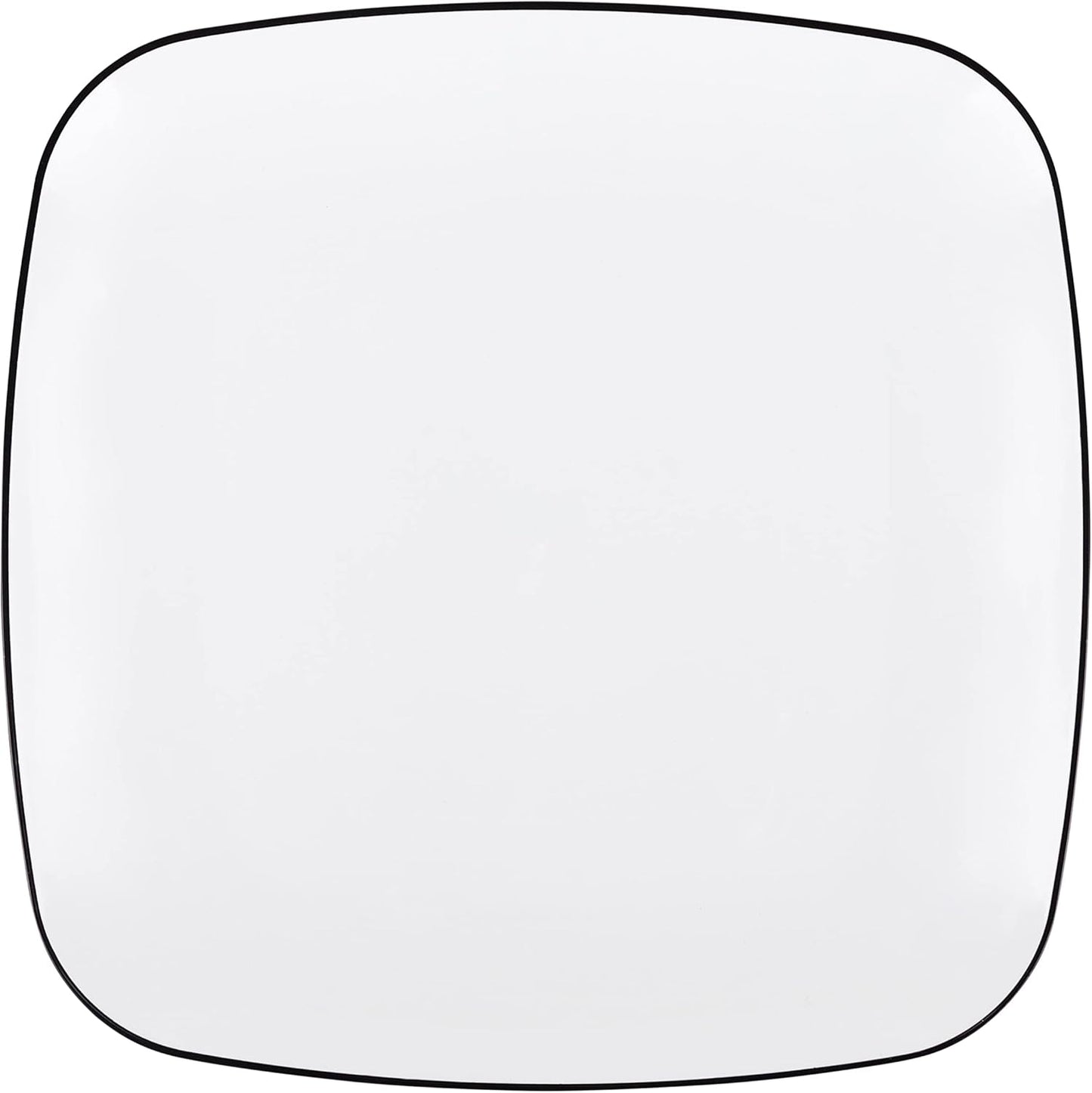 PLASTICPRO Square 64 Piece Combo Plates Set - 32 x 7'' Salad & 32 x 10'' Dinner Plates, White Plastic with Black Leaf Design, Premium Heavyweight