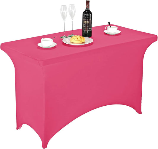 LZY Spandex Fitted Stretch Table Cover for 4ft or 6ft or 8ft Folding Table, Rectangular Cocktail Tablecloth, Perfect for Party or Banquet