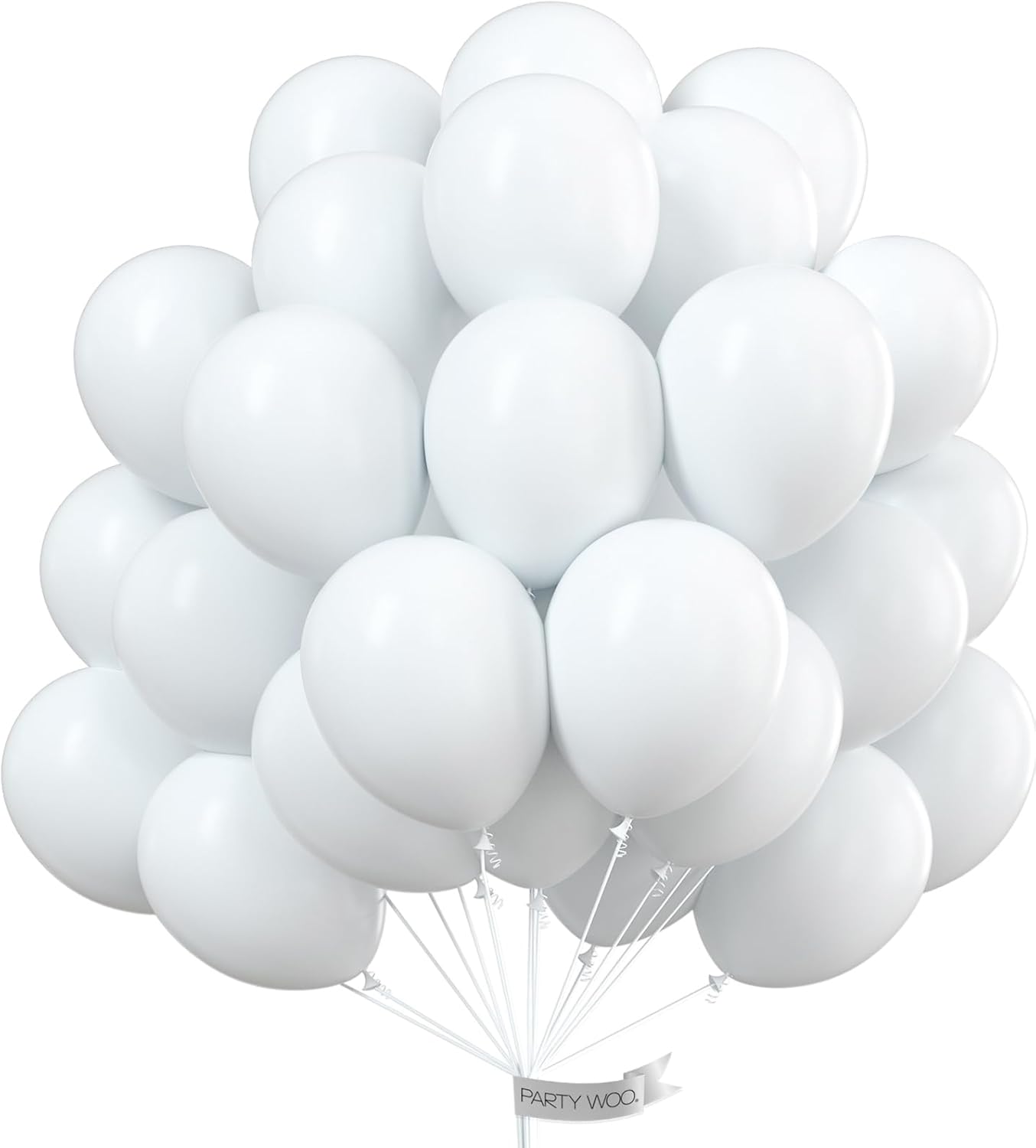 PartyWoo White Balloons 50 pcs 12 Inch Matte White Latex Helium Balloons for Wedding Bridal Graduation Engagement Baby Shower Gender Reveal Easter Anniversary Birthday Party Decorations White-Y13