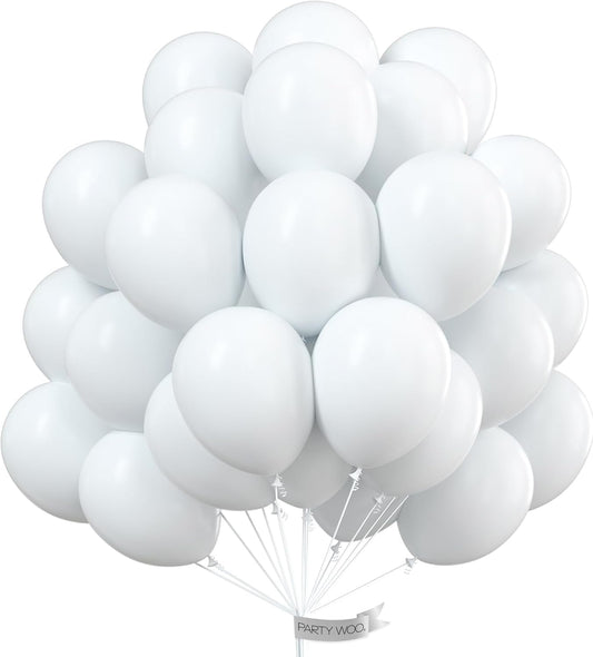 PartyWoo White Balloons 50 pcs 12 Inch Matte White Latex Helium Balloons for Wedding Bridal Graduation Engagement Baby Shower Gender Reveal Easter Anniversary Birthday Party Decorations White-Y13