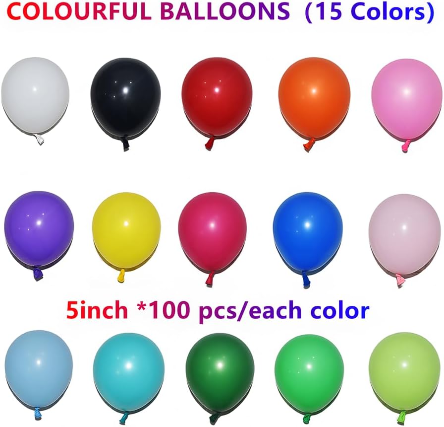 1500 Pack 5 Inch Rainbow Balloons Bulk 15 Assorted Colors Latex Balloon Mini Multicolor Small Balloons for Birthday Wedding Baby Shower Anniversaries Store Party Decorations