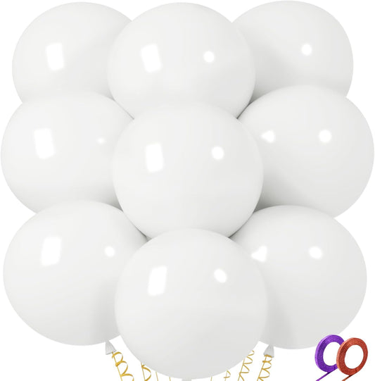 32Pcs White Big Balloons 18 Inch, Round Large Latex Party Balloons for Birthday Wedding Decorations. (white)