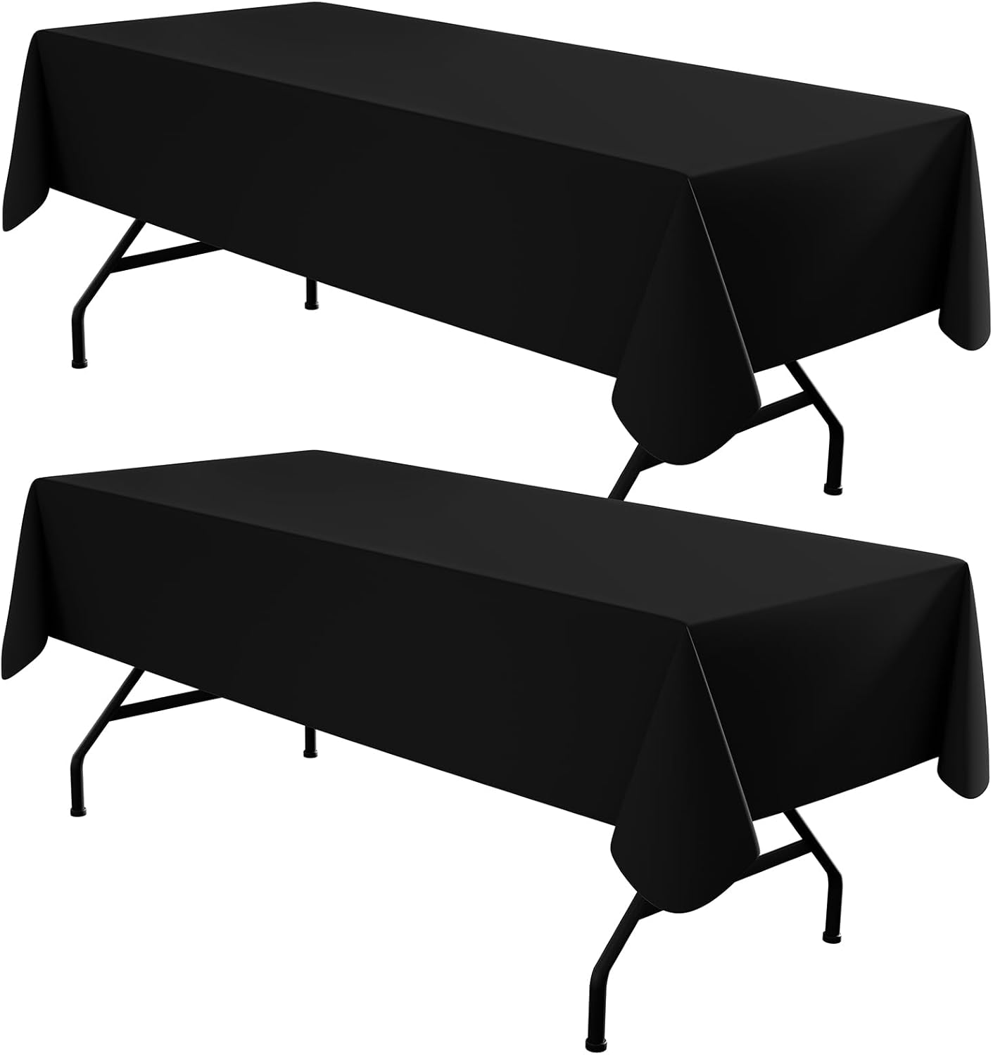 homing 2 Pack Rectangle Vinyl Tablecloth, Waterproof Spillproof Plastic Flannel Backed Table Cloth, Wipe Clean Table Cover for Dining, Buffet Parties and Camping (Black, 54" x 78")