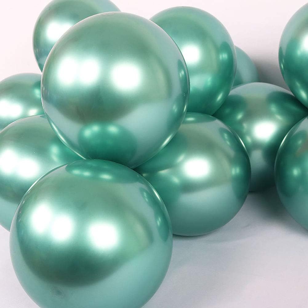 KALOR 12 Inch Metallic Green Balloons, 50 Pcs Latex Helium Metallic Balloons for Kid's Birthday Party, Baby Shower, Wedding, Graduate Party Decorations