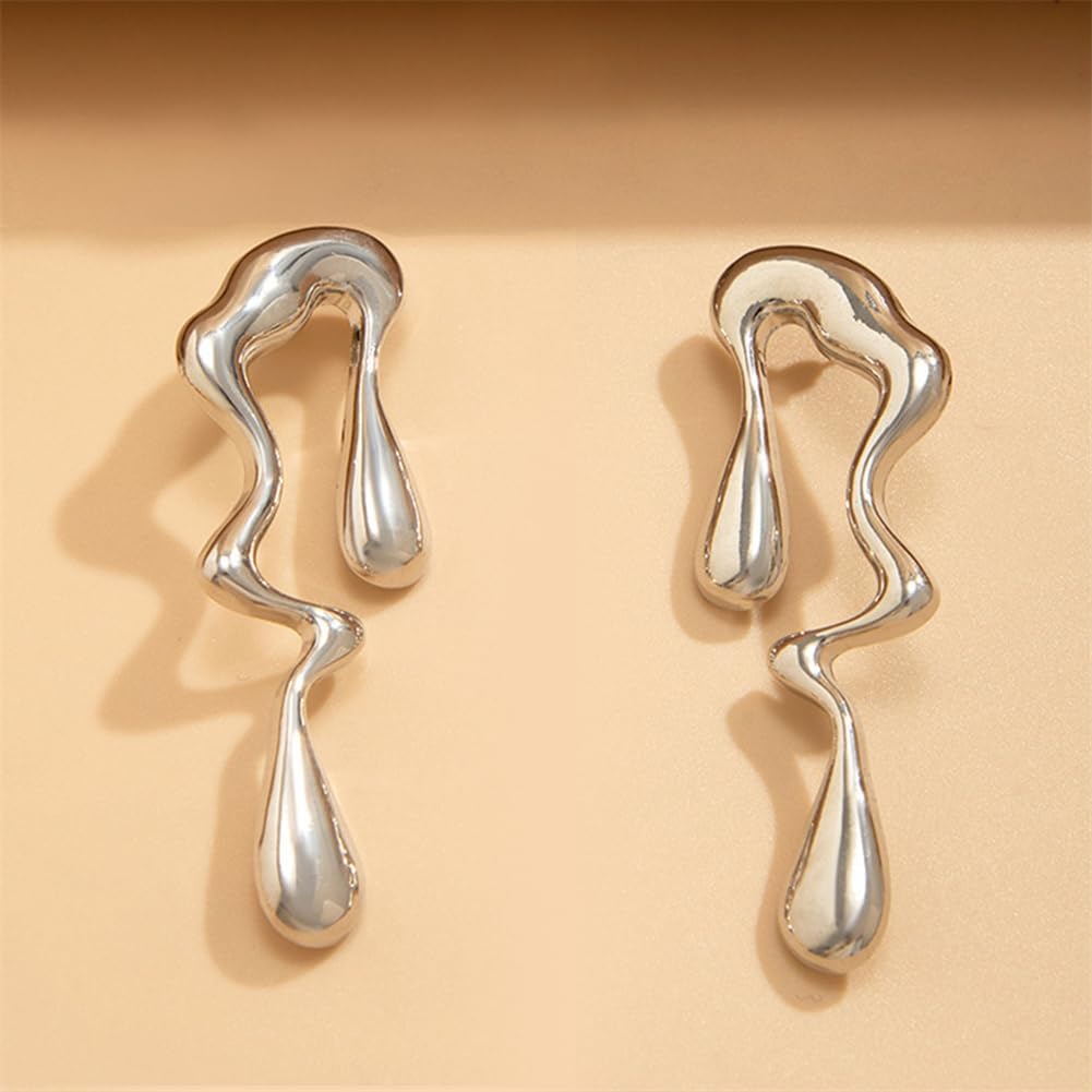 Irregular WaterDrop Earrings Melted Liquid Asymmetrical Drop Earrings for Women Embrace Minimalist Statement Earrings Jewelry