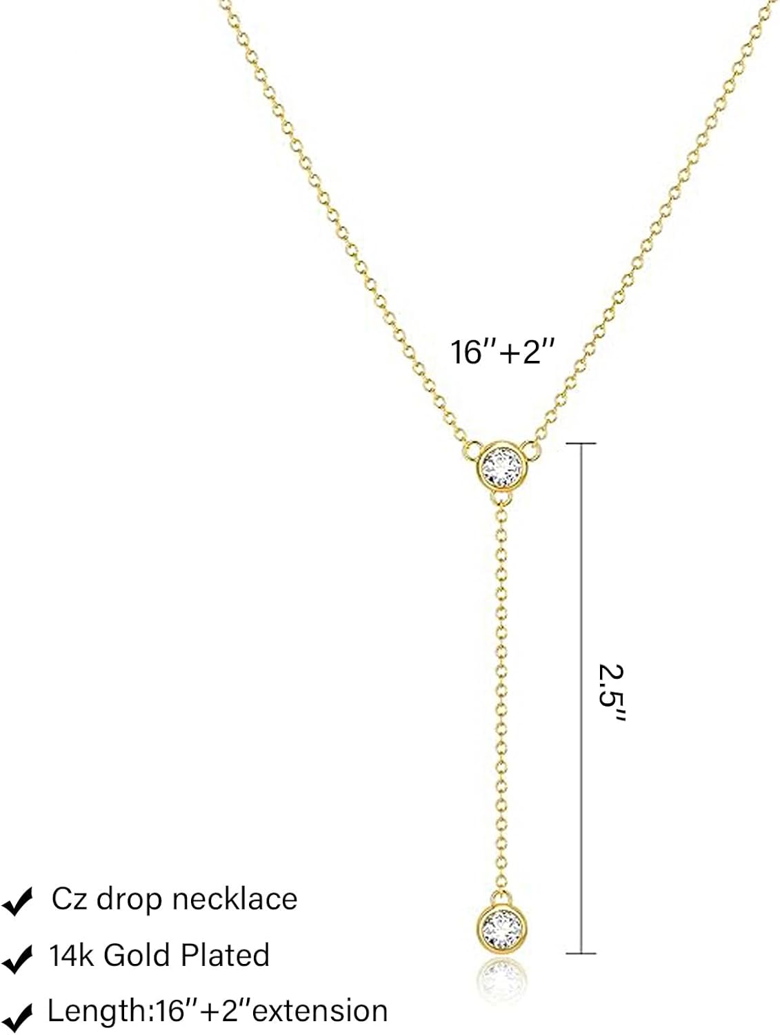 Luxval Lariat Gold Necklace for Women, Dainty Long Necklace 14k Gold Plated/Silver Y-Shaped Pendant Necklaces Trendy Beaded Chain Drop Necklaces Jewelry for Women Gifts
