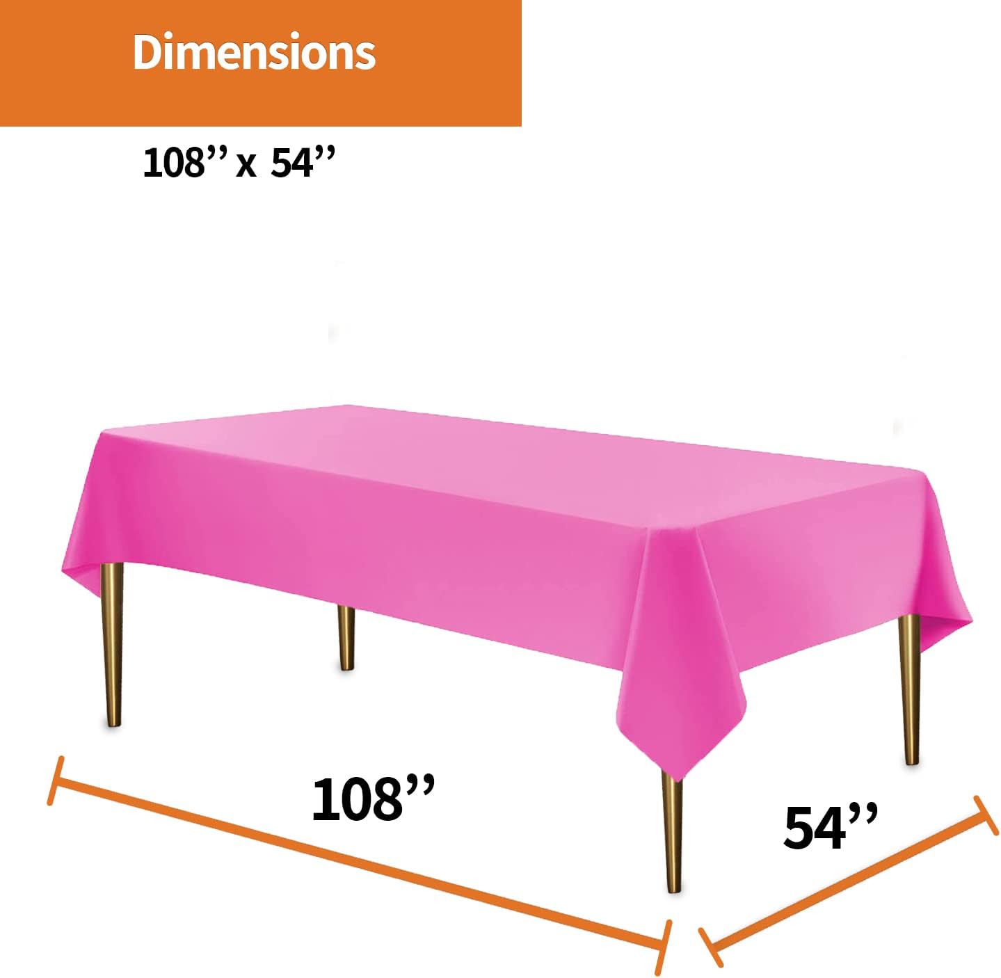 Pink Disposable Plastic Table Cloth for Rectangle Tables (12 Pack) Premium Decorative Pink Tablecloth for Parties, Events & Weddings, Indoors & Outdoors, 54 x 108 inches, Plastic Table Cover