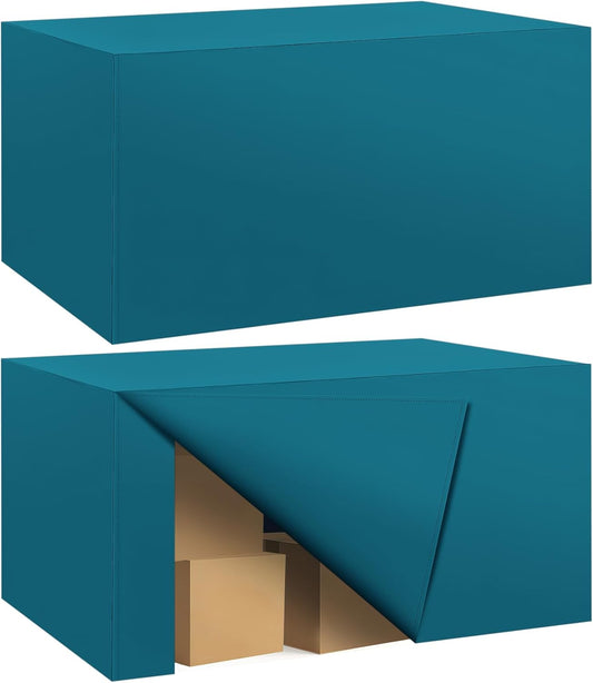 Ascoza 2 Pack Fitted Tablecloth for 4 Foot Rectangle 48 x 24 Inch Caribbean Blue Table Covers Water Resistant Polyester Cloth for Folding, Parties,Display, Trade Show (Caribbean Blue)