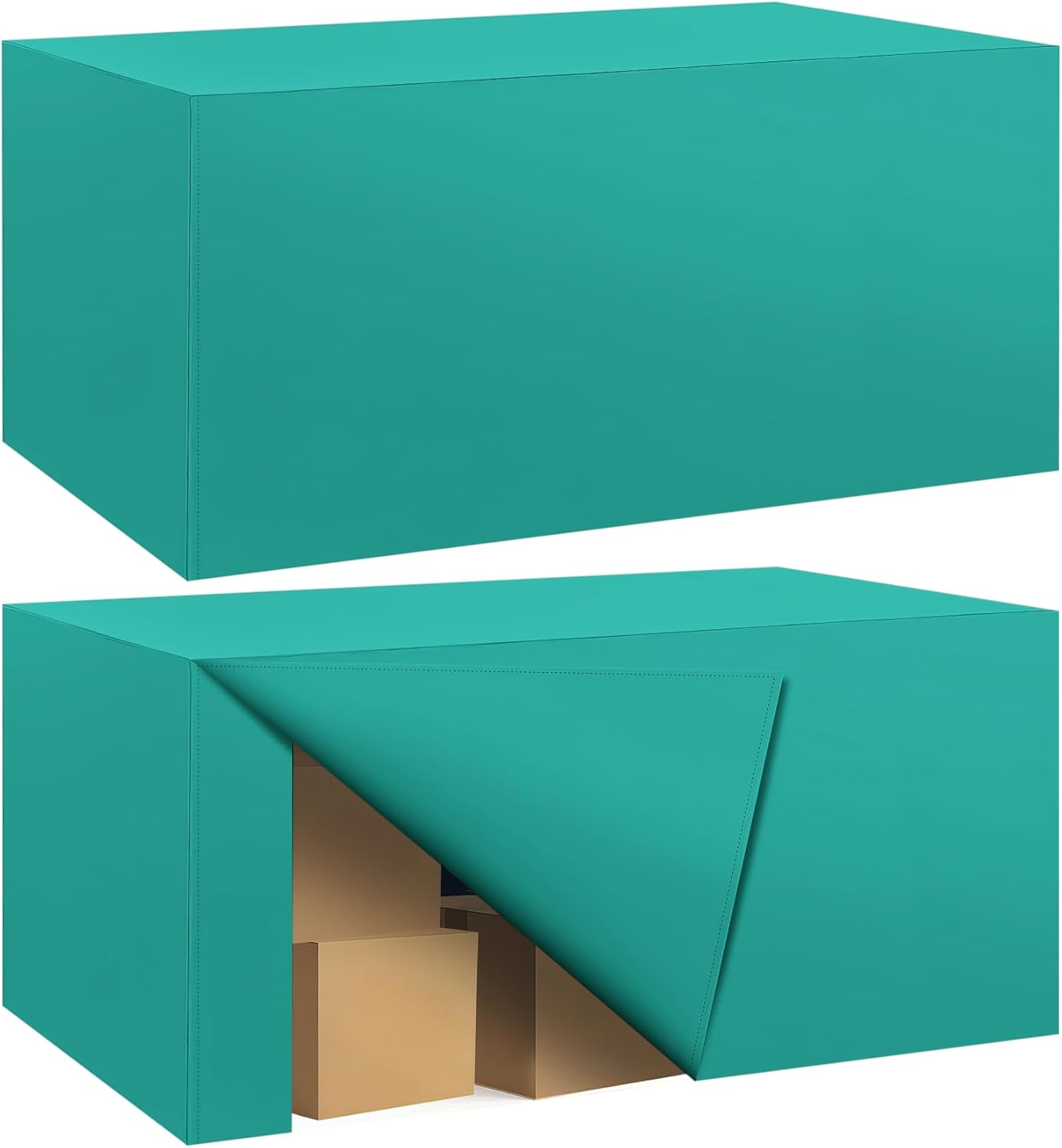 Ascoza 2 Pack Fitted Tablecloth for 6 Foot Rectangle 72 x 30 Inch Turquoise Table Covers Water Resistant Polyester Cloth for Folding, Parties,Display, Trade Show (Turquoise)