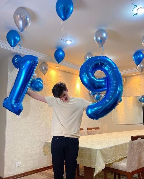 Navy Blue 9 Balloon, Number Balloon 40 Inch, Blue Party Decorations, Giant Birthday Decorations for 9th 19th 29th 90th, Number 9 Balloon