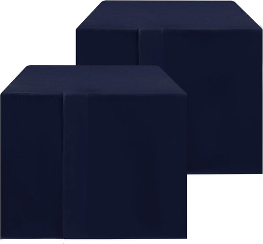 HolidayIdeas 2 Pack Square Fitted Table Covers - 34 x 34 Inch -Card Table Clothes Washable Tablecloth Protectors for Parties, Holiday Dinner, Trade Show, Vendor Stand, Navy
