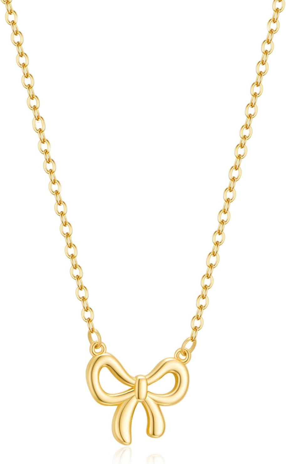 Stocking Stuffers for Women Dainty Bow Necklace 14K Gold Plated Cute Choker Small Pendant Charm Necklaces Teen Gift Trendy Stuff Personalized Jewelry Christmas Gifts