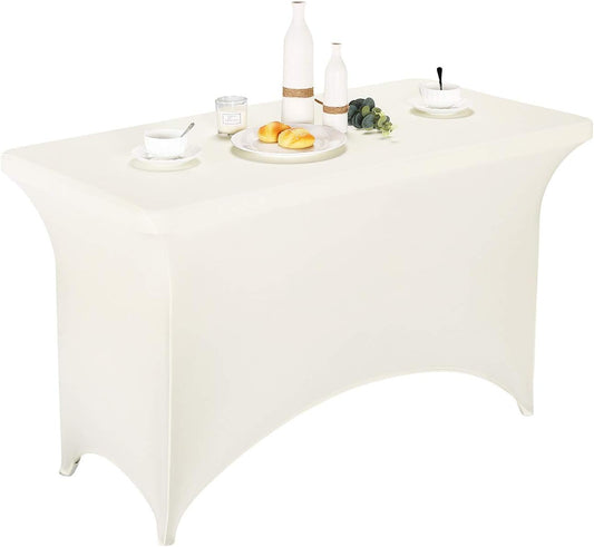 LZY Spandex Fitted Stretch Table Cover for 4ft or 6ft or 8ft Folding Table, Rectangular Cocktail Tablecloth, Perfect for Party or Banquet