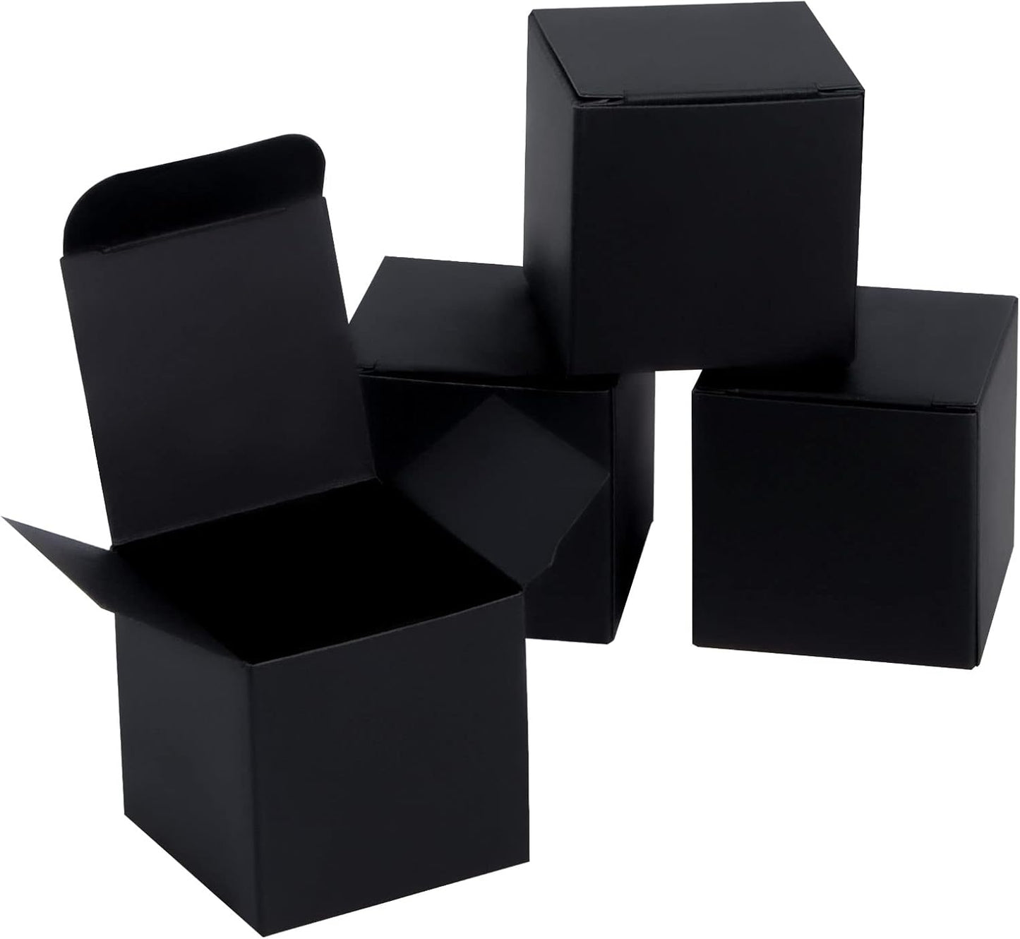 50 Pack Black Gift Boxes 2x2x2 inches, NIGNYA Small Kraft Cardboard Gifts Boxes Paper Cube Favor Box Easy Assemble Paper Gift Box with lids for Candle Packaging,Presents Birthday Christmas Wedding Party