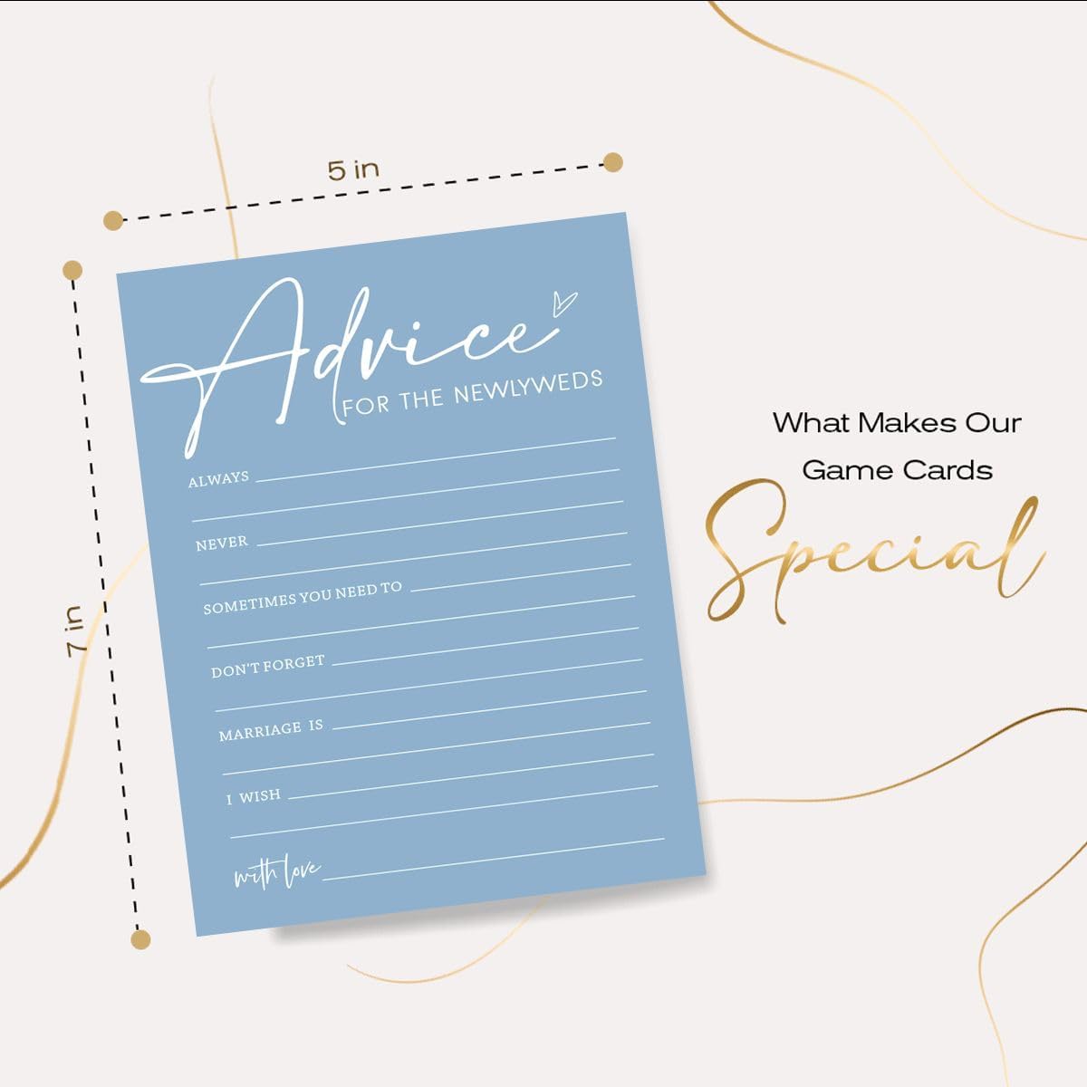 Bridal Shower Games Cards, Advice for the Newlyweds, Bridal Shower Games 25 Guests, Engagement Party Wedding Games for Guests, Minimalist Blue Wedding Party Supplies - B01