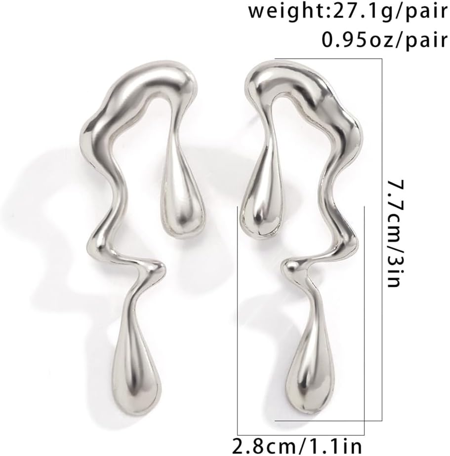 Irregular WaterDrop Earrings Melted Liquid Asymmetrical Drop Earrings for Women Embrace Minimalist Statement Earrings Jewelry