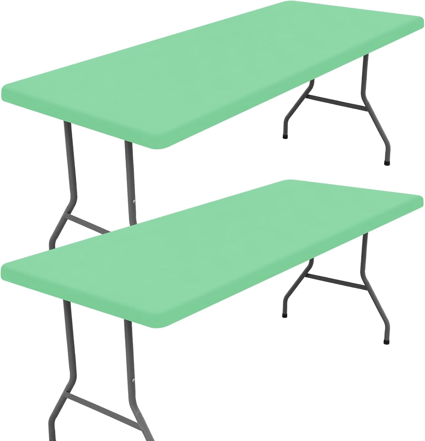 Spandex 5 Foot Rectangle Table Cloth 2 Pack, Elastic Fitted Tablecloths for Picnic, Stretch Washable Patio Table Cover for Outdoor, Camping, Banquet and Parties (Bright Green, 30"x60")