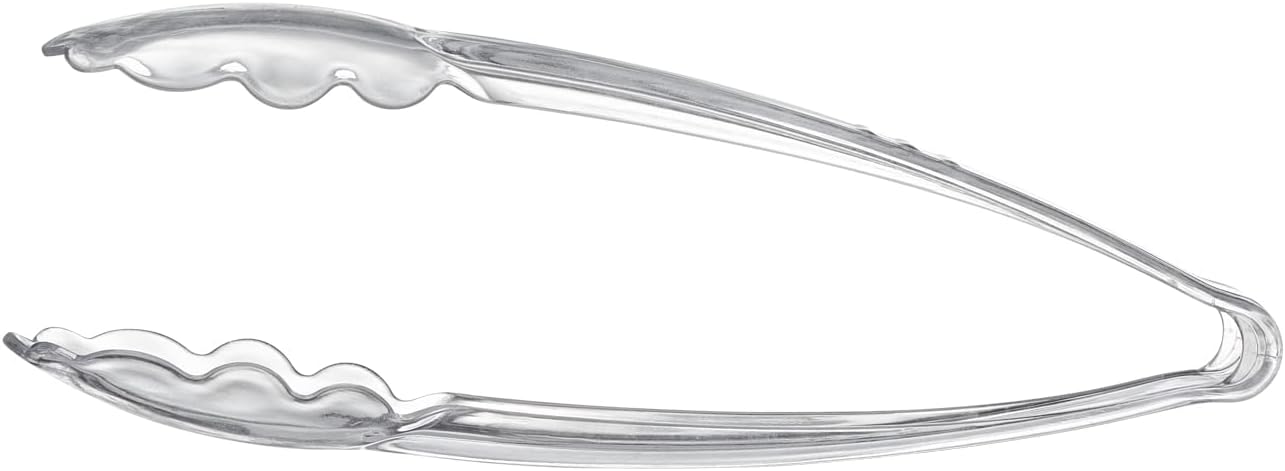 [Clear Tongs 9'' Inches] Plasticpro 9'' Serving Tongs Heavy Duty Reusable Kitchen and BBQ Clear Serving Tong for party's, Caterings, Events, Buffet, Weddings, And every Day use Pack of 12