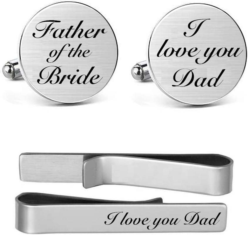 MUEEU Father of the Bride Cufflink Engraved I Will Always Be Your Little Girl Dad Father Tie Bar