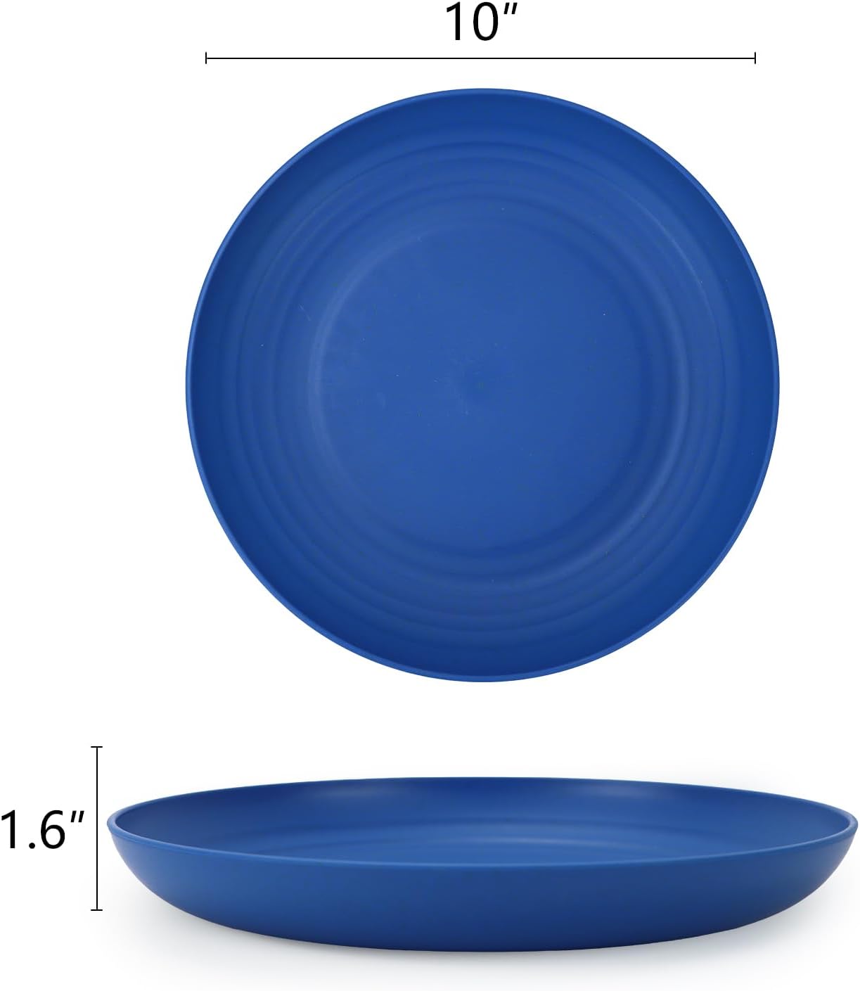 Homienly Wheat Straw Salad & Dessert Plates Set - Unbreakable, Reusable, 8-10 inch, Blue Series