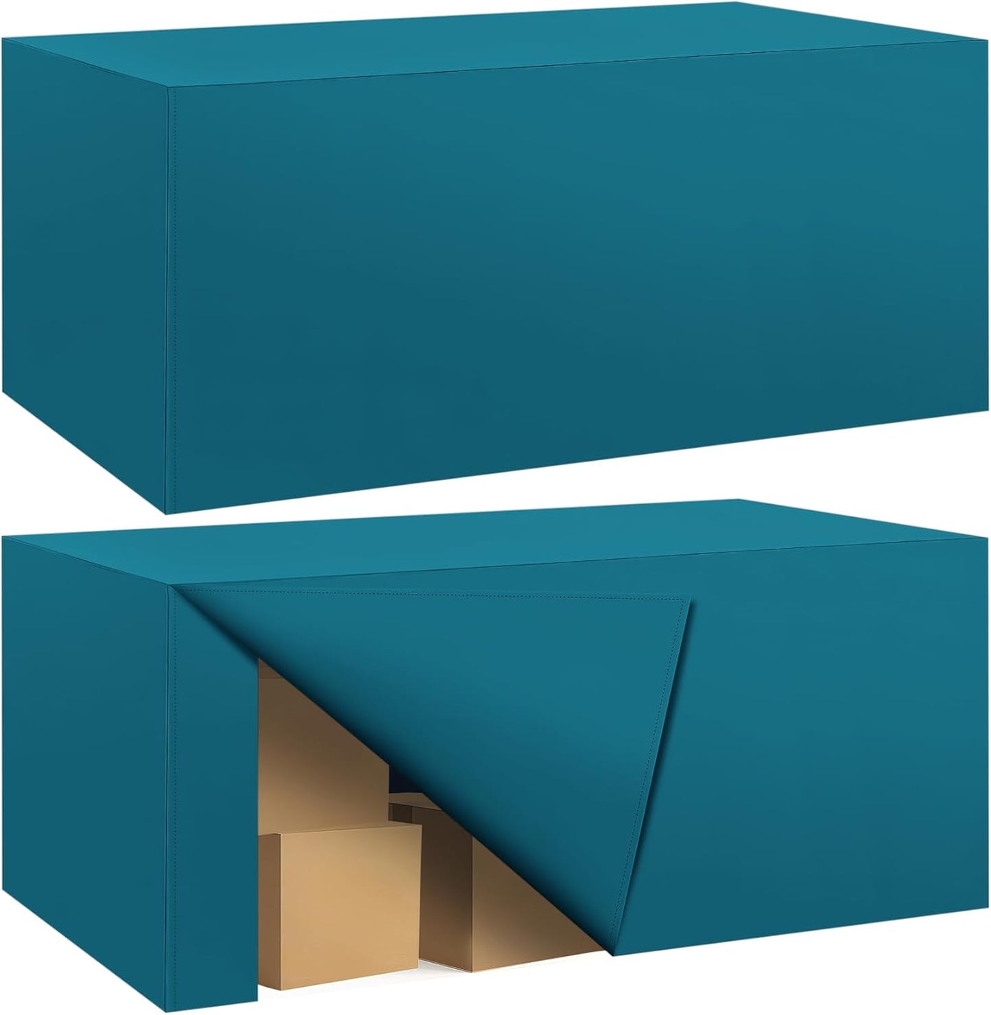 Ascoza 2 Pack Fitted Tablecloth for 8 Foot Rectangle 96 x 30 Inch Caribbean Blue Table Covers Water Resistant Polyester Cloth for Folding, Parties,Display, Trade Show (Caribbean Blue)