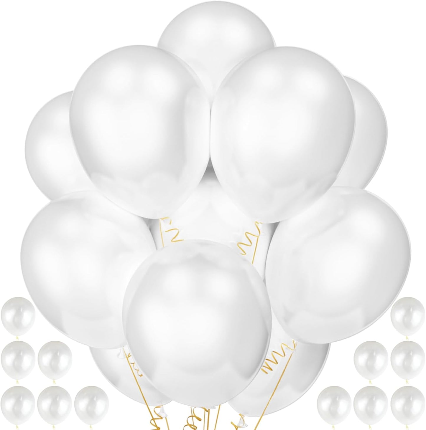 120 Pack Pearl White Balloons, Bright 12 inch Royal White Latex Party Balloons for Birthday Wedding Baby Shower Halloween.