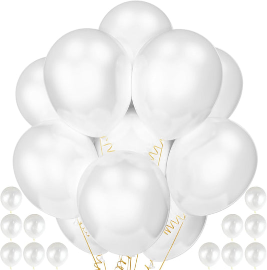 120 Pack Pearl White Balloons, Bright 12 inch Royal White Latex Party Balloons for Birthday Wedding Baby Shower Halloween.