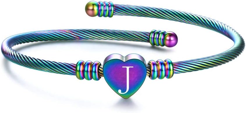 VQYSKO Gold Bracelets for Girls-A to Z Stainless Steel Heart Initial Girl Jewellery, Birthday Gifts for Girls