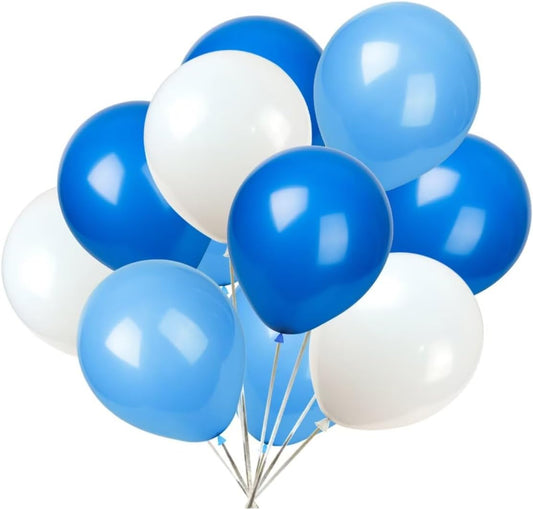 KADBANER White Blue Light Blue Balloons,100 Pack 12 Inch Latex Balloons